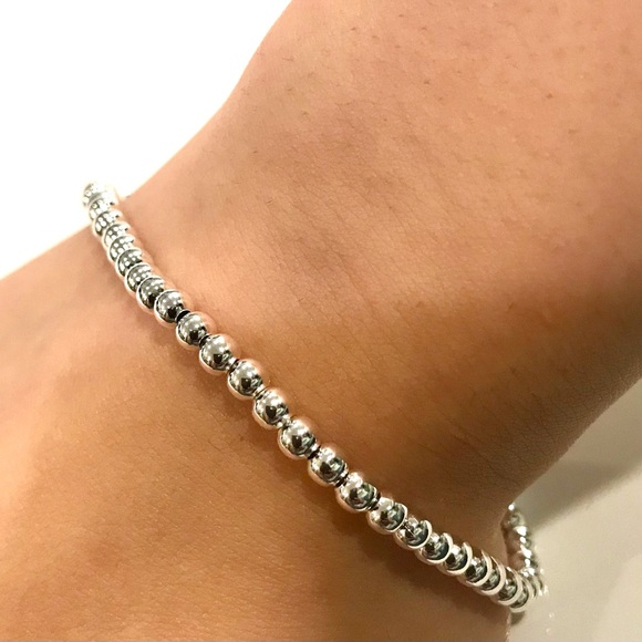 925 Silver Round Beaded Bracelet - Picture 3 of 4